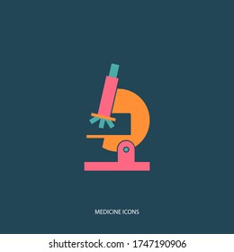 microscope medicine icon isolated on background. flat style