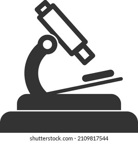 Microscope microbiology icons. Science element symbol template, microscope black logo