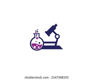 Microscope Modern Lab And Medical Laboratory Logo Design Template Vector.