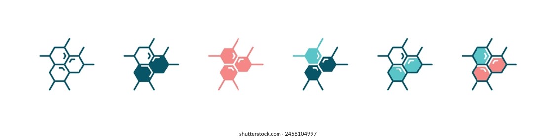 microscope molecular hexagon icon set medicals science biology genetic sign vector illustration