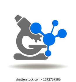 Microscope Molecule Icon Vector. Science Lab Education Web Design Element. Scientific Research Logo.