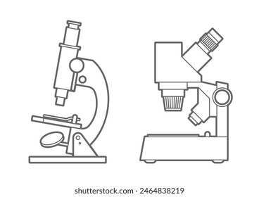 Microscope. Old and modern model. Icon on a white background. Vector illustration.