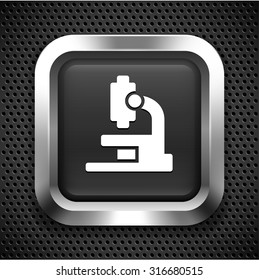 Microscope on Black Square Button