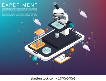 The microscope on cellphone application 3D isometric