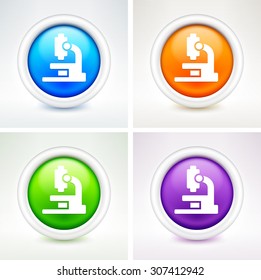 Microscope on Colorful Round Buttons
