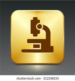 Microscope on Gold Square Button