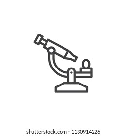 Microscope outline icon. linear style sign for mobile concept and web design. Laboratory Magnification tool simple line vector icon. Symbol, logo illustration. Pixel perfect vector graphics