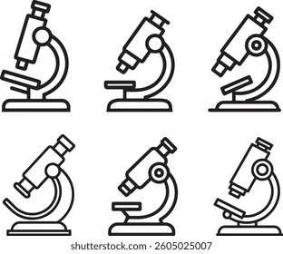Microscope outline icon set vector on white background