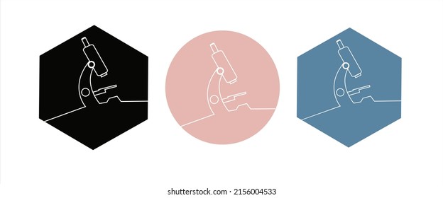microscope outline on black, pink, blue background, vector, illustration