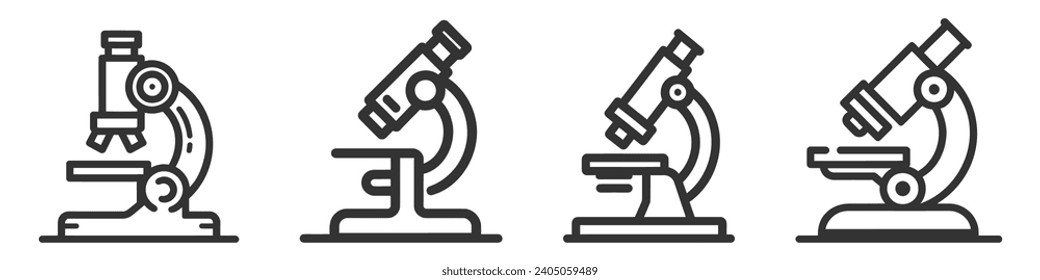 Microscope Outline Vector Editable Stroke Icon set, pack, collection.