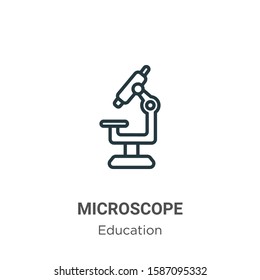 Microscope outline vector icon. Thin line black microscope icon, flat vector simple element illustration from editable education concept isolated on white background