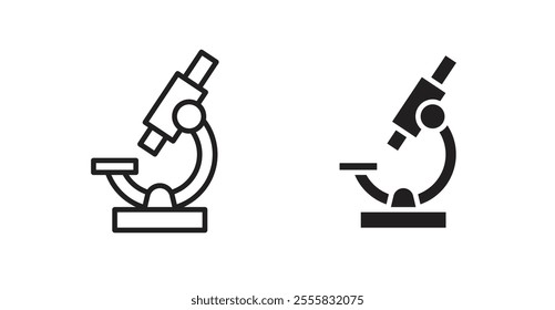 Microscope outlined and solid icon vector collection.