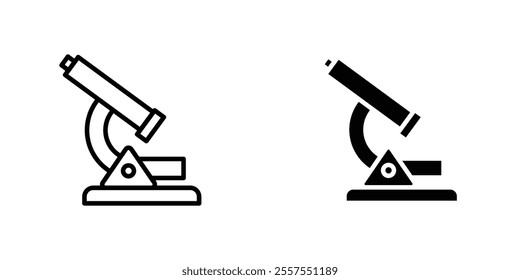 Microscope outlined and solid icon vector collection.