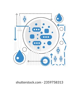 Microscope petri cup. Biochemistry research, laboratory experiment vector illustration