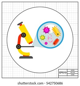 Microscope and Picture of Bacteria Icon