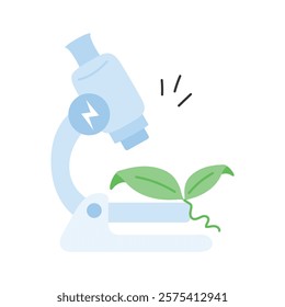 Microscope with plant, symbolizing eco friendly scientific research vector design