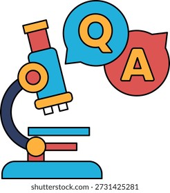 A microscope with a Q and A on it. The microscope is a symbol of scientific inquiry and discovery. The Q and A represent the process of asking questions and seeking answers