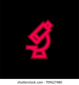 Microscope red glowing neon ui ux icon. Glowing sign logo vector