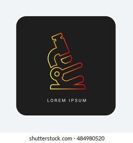 Microscope Red & Orange gradient attractive line thin icon / logo design