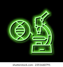 microscopio para investigación molécula genética de neón vector de signos. microscopio para investigación de la ilustración de molécula genética