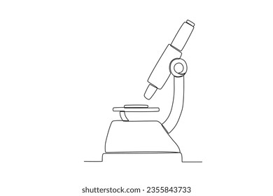 A microscope for research. Lab equipment one-line drawing