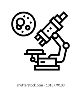 microscopio para el vector de icono de línea de investigación. microscopio para signo de investigación. símbolo de contorno aislado ilustración negra