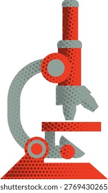 A microscope retro vintage halftone style science experiment icon illustration