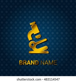 Microscope Royal Golden & Blue Metallic Premium Corporate Logo / Icon