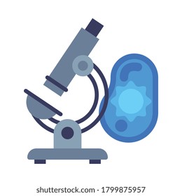 Microscope School or Scientific Research Equipment Flat Style Vector Illustration Isolated on White Background