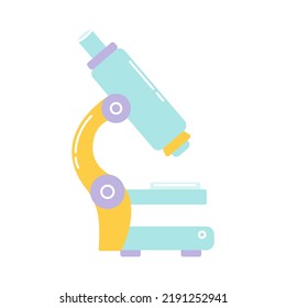 Microscope for school, vector flat illustration on white background
