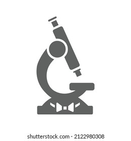 Microscope, science icon. Gray vector graphics.