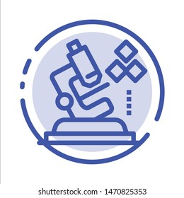 Microscope, Science, Lab, Medical Blue Dotted Line Line Icon. Vector Icon Template background