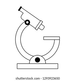Símbolo de la ciencia del microscopio aislado blanco y negro