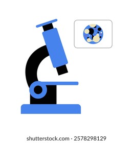 Microscope With Scientific Observation In Flat Vector Illustration Symbolizing Research, Microbiology, And Scientific Discovery, Isolated On White Background