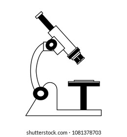 Microscope scientific tool on black and white colors