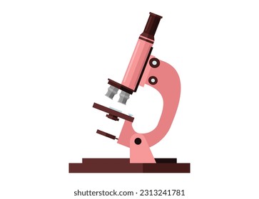 Microscope. Side view. Simple flat illustration.