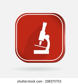 microscope sign. Color square icon