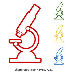 Microscope sign. Set of line icons