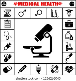 Microscope sign. Set of medical icons.