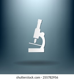 microscope sign. symbol icon studying biology or medicine . enlarged image