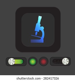microscope sign. symbol icon studying biology or medicine . enlarged image