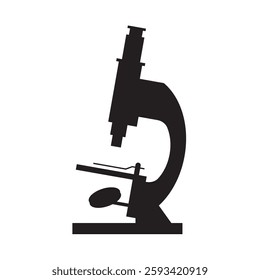 Microscope silhouette. Icon on a white background. Vector illustration.