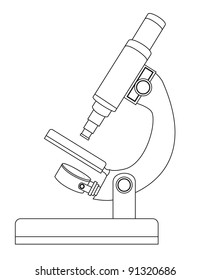 Microscope Silhouette Isolated Over White Background. Vector