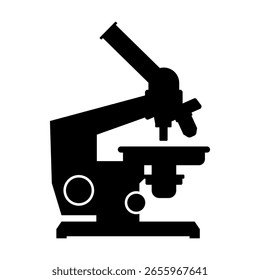 Plantilla de plantilla de silueta de microscopio para laboratorios médicos, materiales educativos y aplicaciones. Vector Imagen para la comercialización y Materiales promocionales y exposiciones científicas.