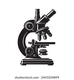 Microscope Silhouette - Symbol of Scientific Discovery on White Background