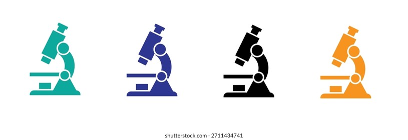 Vector de la silueta del microscopio, icono médico y de la investigación. Iconos vibrantes del microscopio perfectos para la ciencia y la investigación.