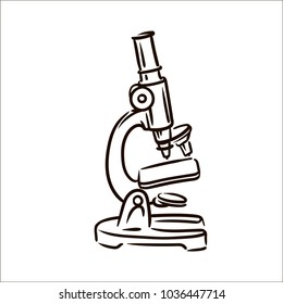 Microscope simple sketch illustration on white background