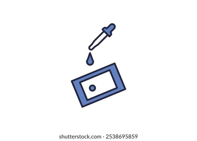 Icono de la diapositiva del microscopio. Relacionado con biológico. adecuado para Sitio web, App, interfaces de usuario. estilo de icono de línea plana