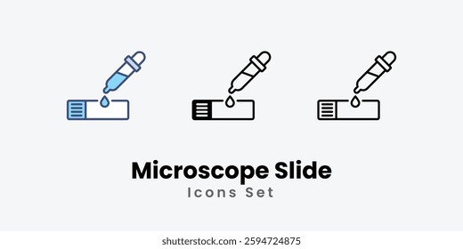 Microscope Slide icons vector set stock illustration.