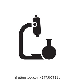 A microscope with a test tube or chemical tube, lab experiment icon, chemistry experiment icon